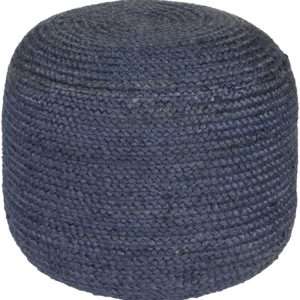 blue woven pouf